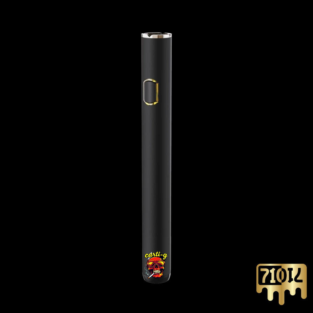 Carti-G Vape Battery – sleek black 510-thread vape pen with adjustable voltage, button activation, and USB rechargeability for smooth vaping and full flavor control.