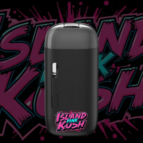 Island Pink Kush vape pod with tropical-style label and sleek body